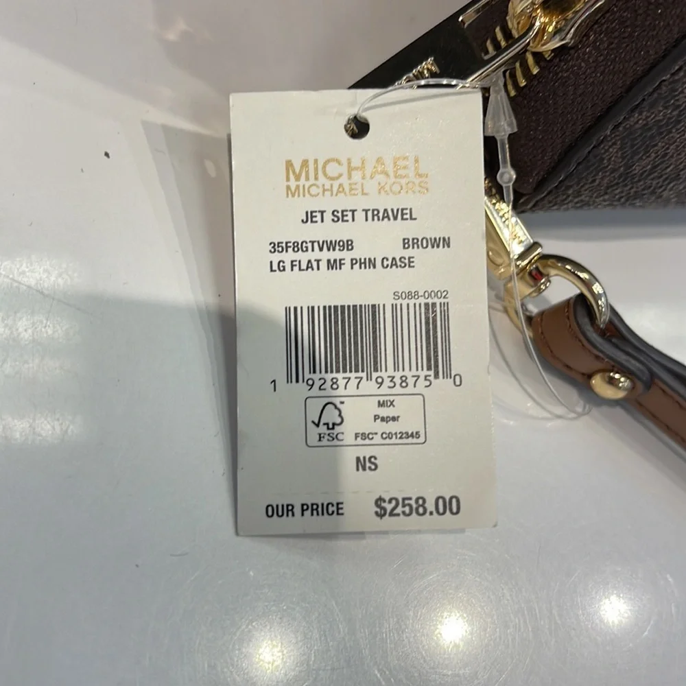 Michael Kors MK Signature Large Flat Multi-Function Phone Case Wallet Wristlet